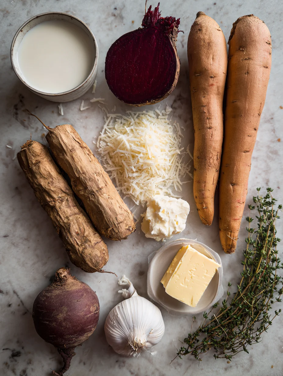 Cheesy Root Vegetable Gratin