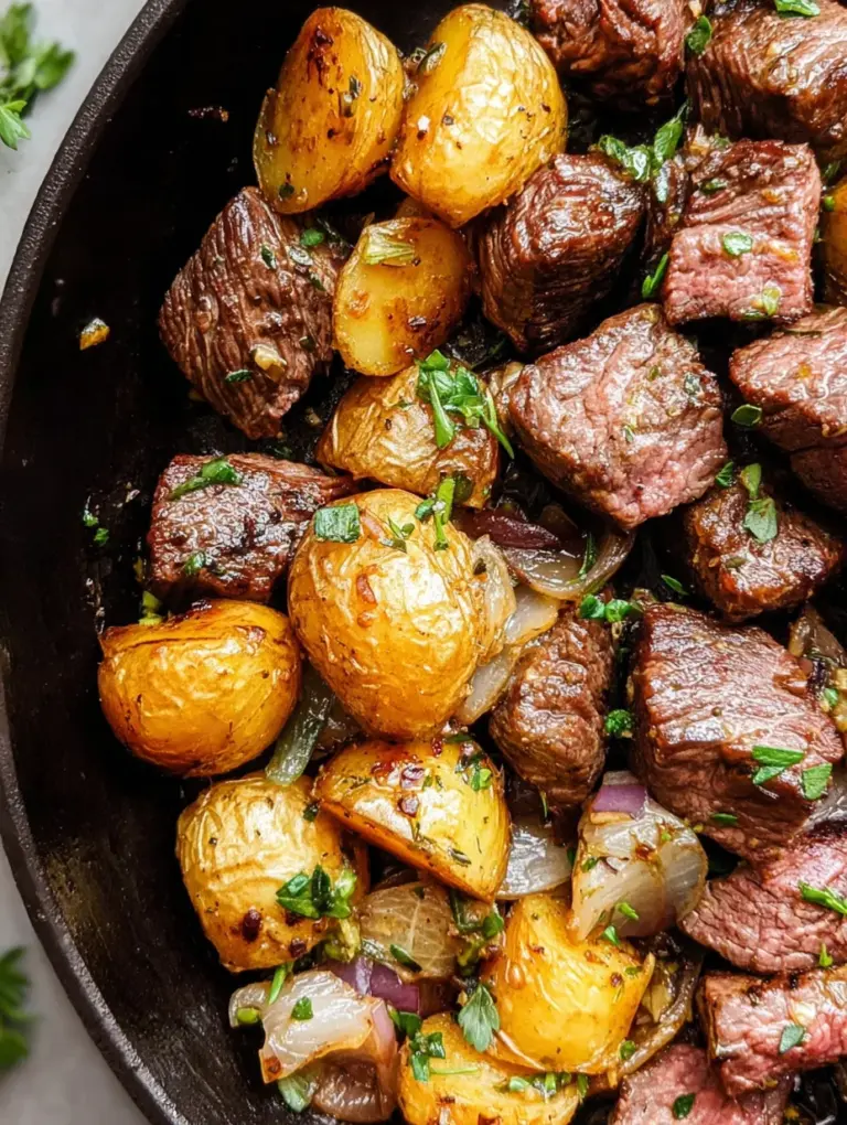 Garlic Butter Steak Bites and Potatoes