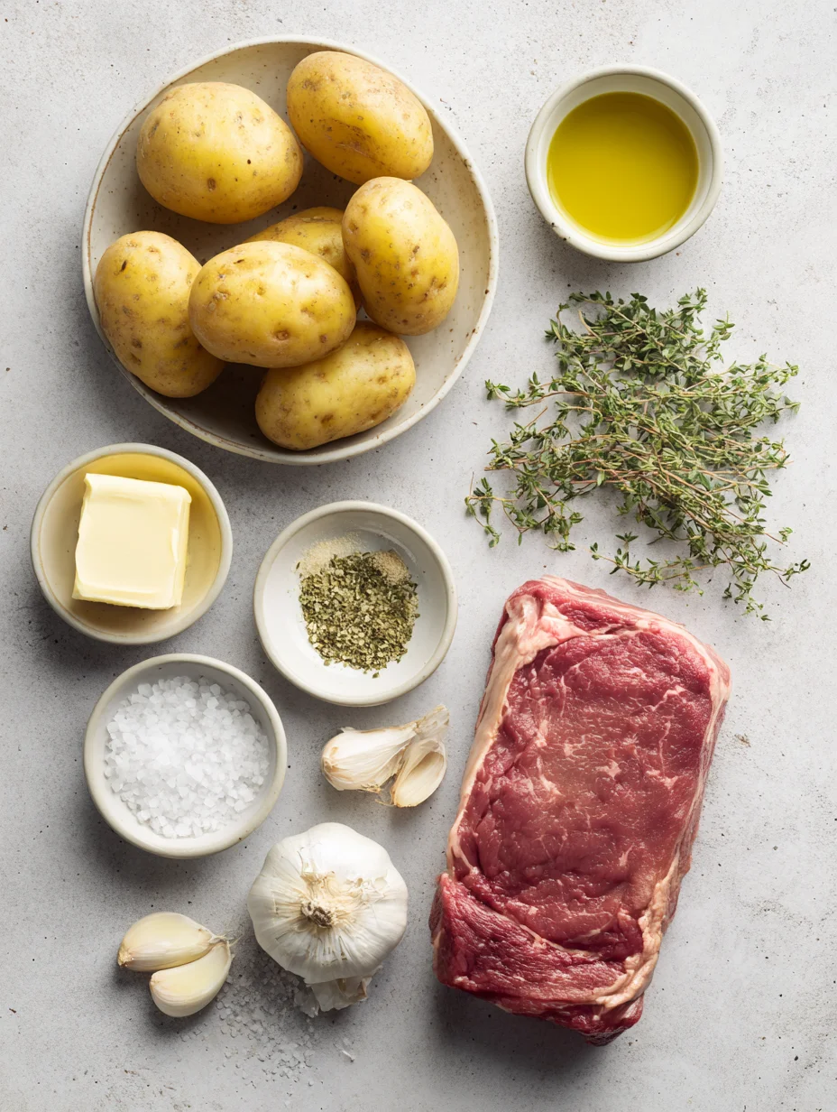 Garlic Butter Steak Bites and Potatoes