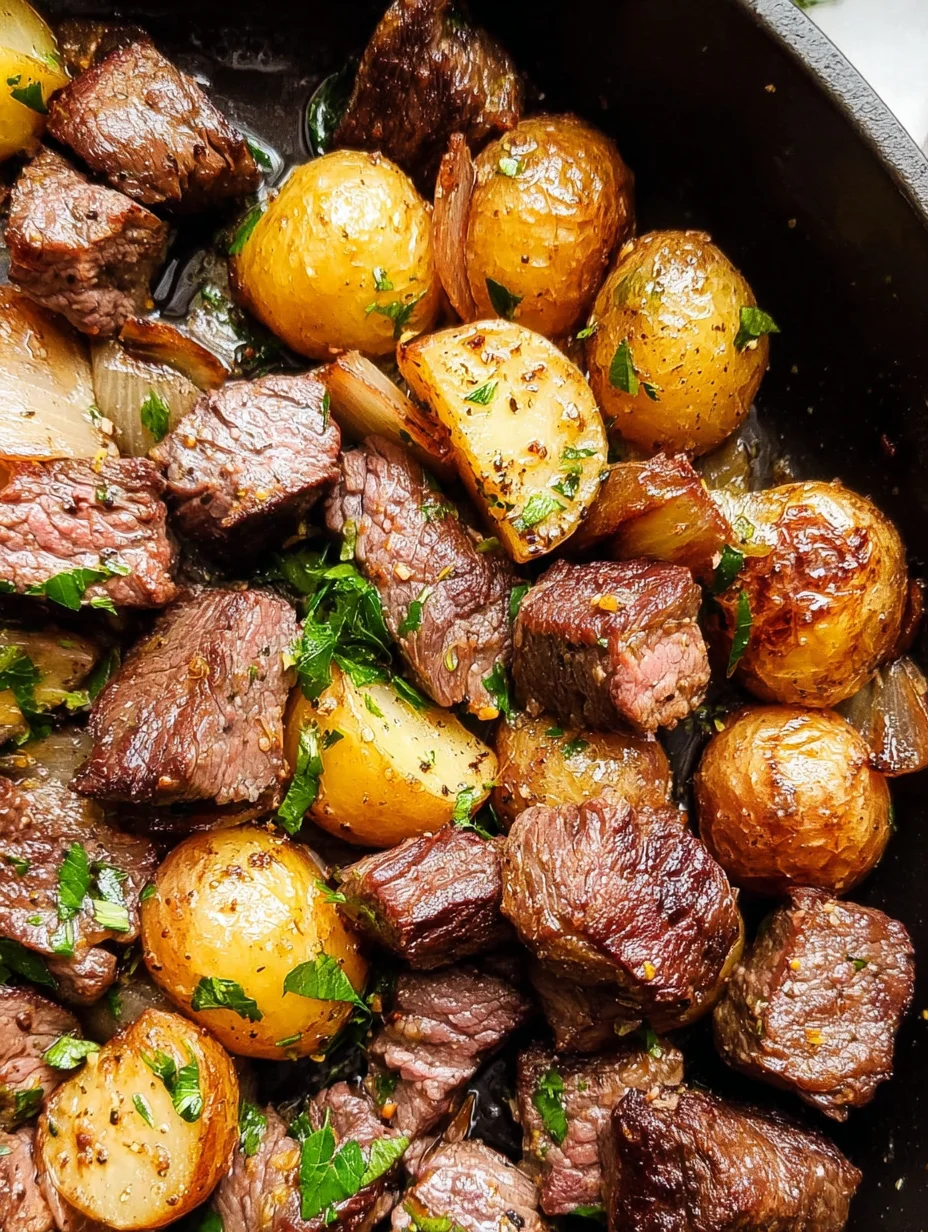 Garlic Butter Steak Bites and Potatoes
