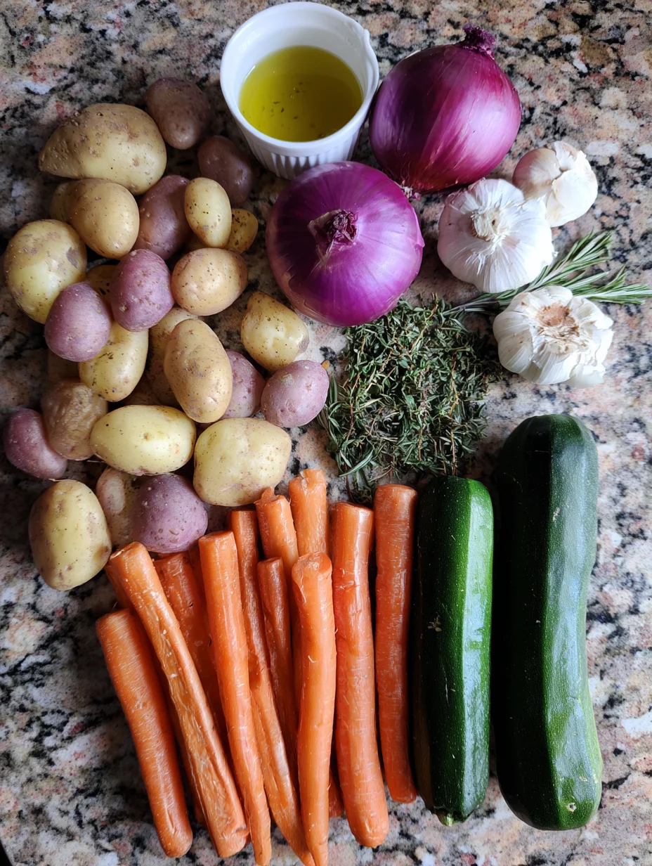 Garlic Herb Roasted Potatoes Carrots and Zucchini