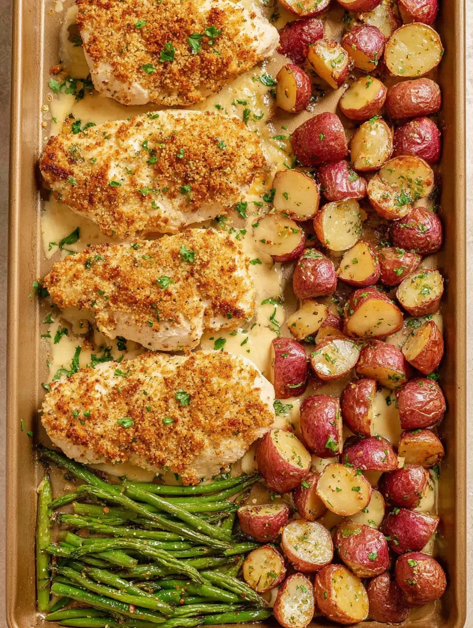 Parmesan Crusted Chicken Sheet Pan Dinner