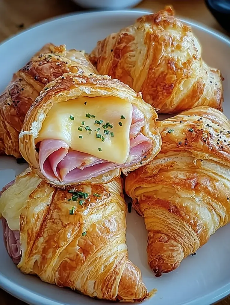 Baked Ham and Cheese Croissants