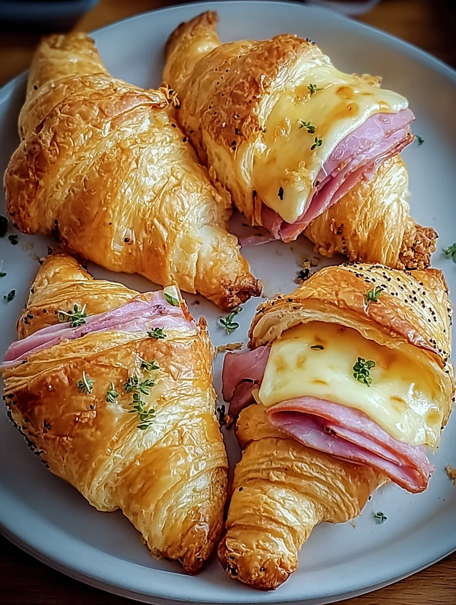 Baked Ham and Cheese Croissants