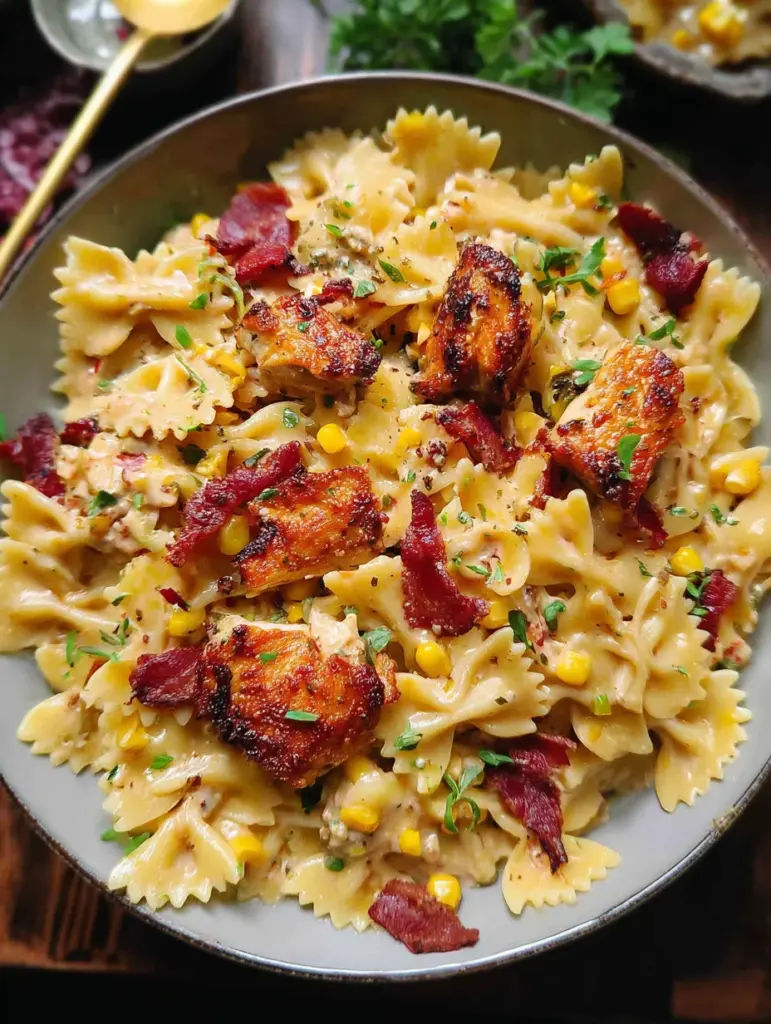Creamy Chicken and Corn Pasta with Bacon