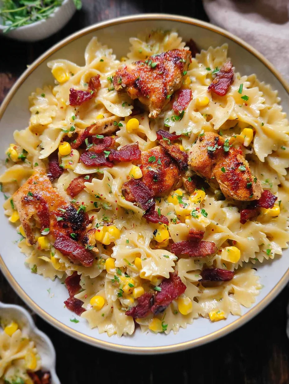 Creamy Chicken and Corn Pasta with Bacon