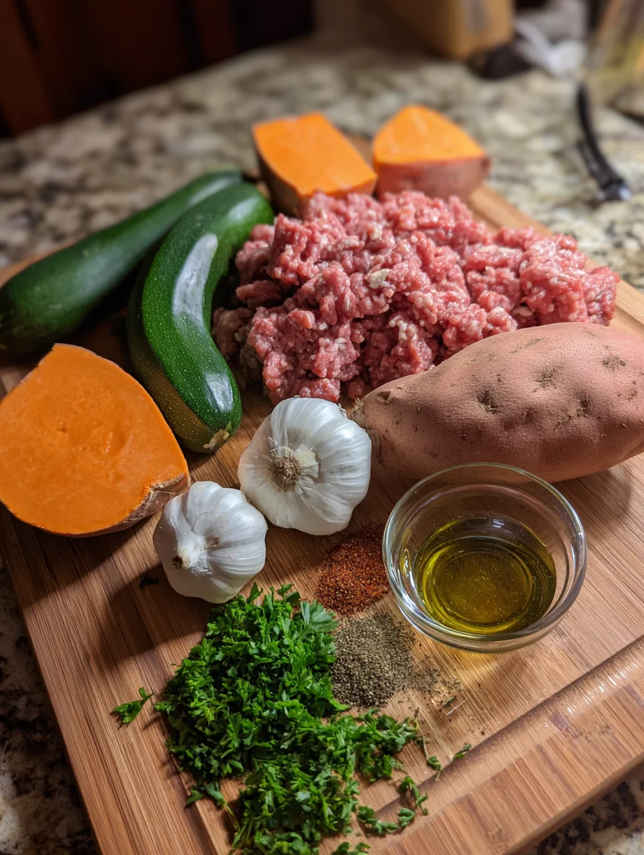 Ground Beef Zucchini Sweet Potato Skillet