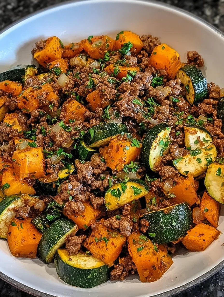 Ground Beef Zucchini Sweet Potato Skillet