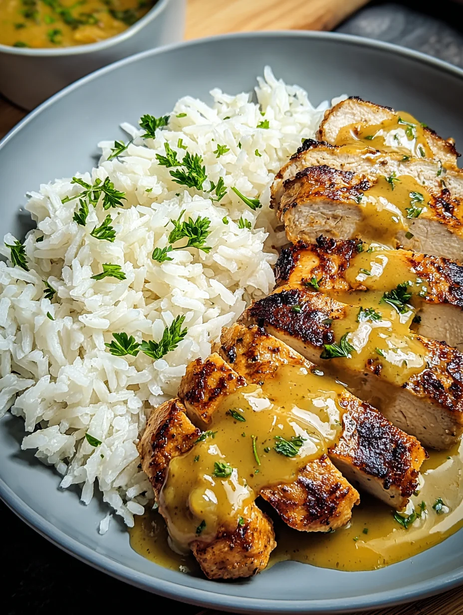 Honig Senf Hähnchen mit Reis