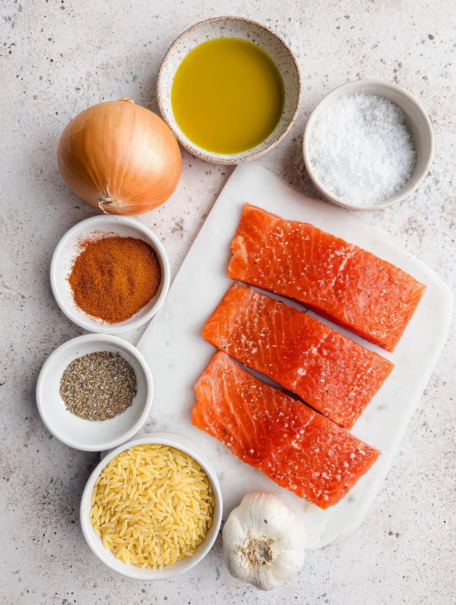 One Skillet Salmon with Lemon Orzo