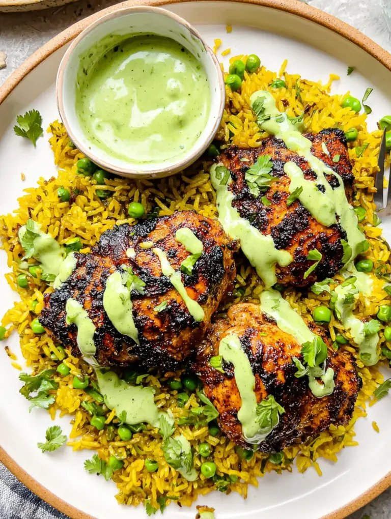 Peruvian Chicken and Rice with Green Sauce