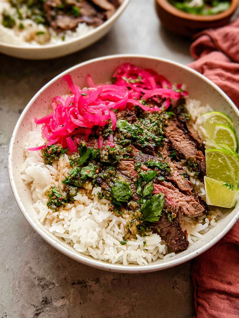 Skirt Steak Rice Bowls with Chimichurri Sauce