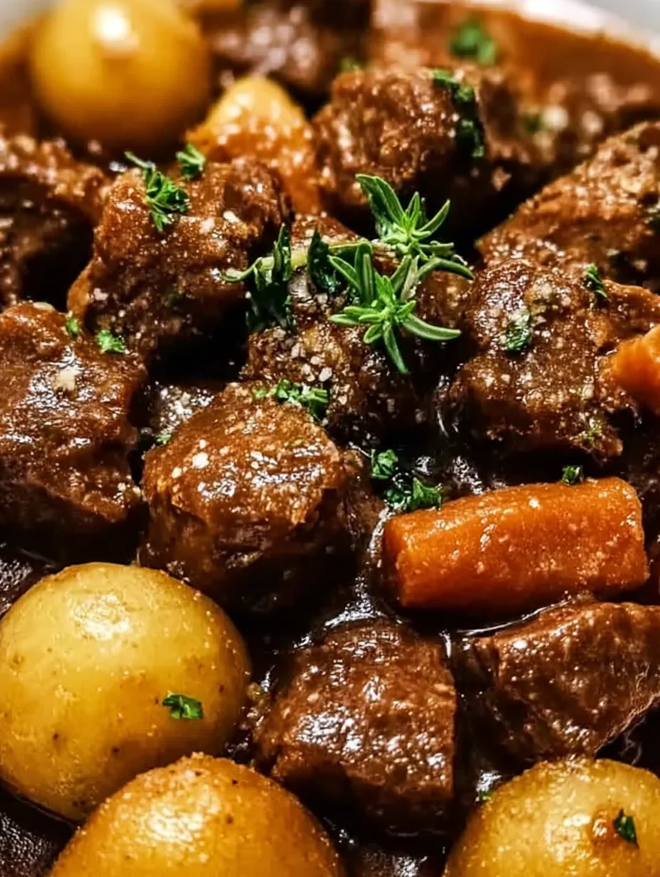 Slow Cooker Garlic Butter Beef Bites & Potatoes