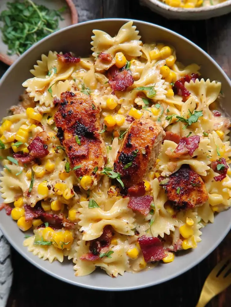 Creamy Chicken and Corn Pasta with Bacon