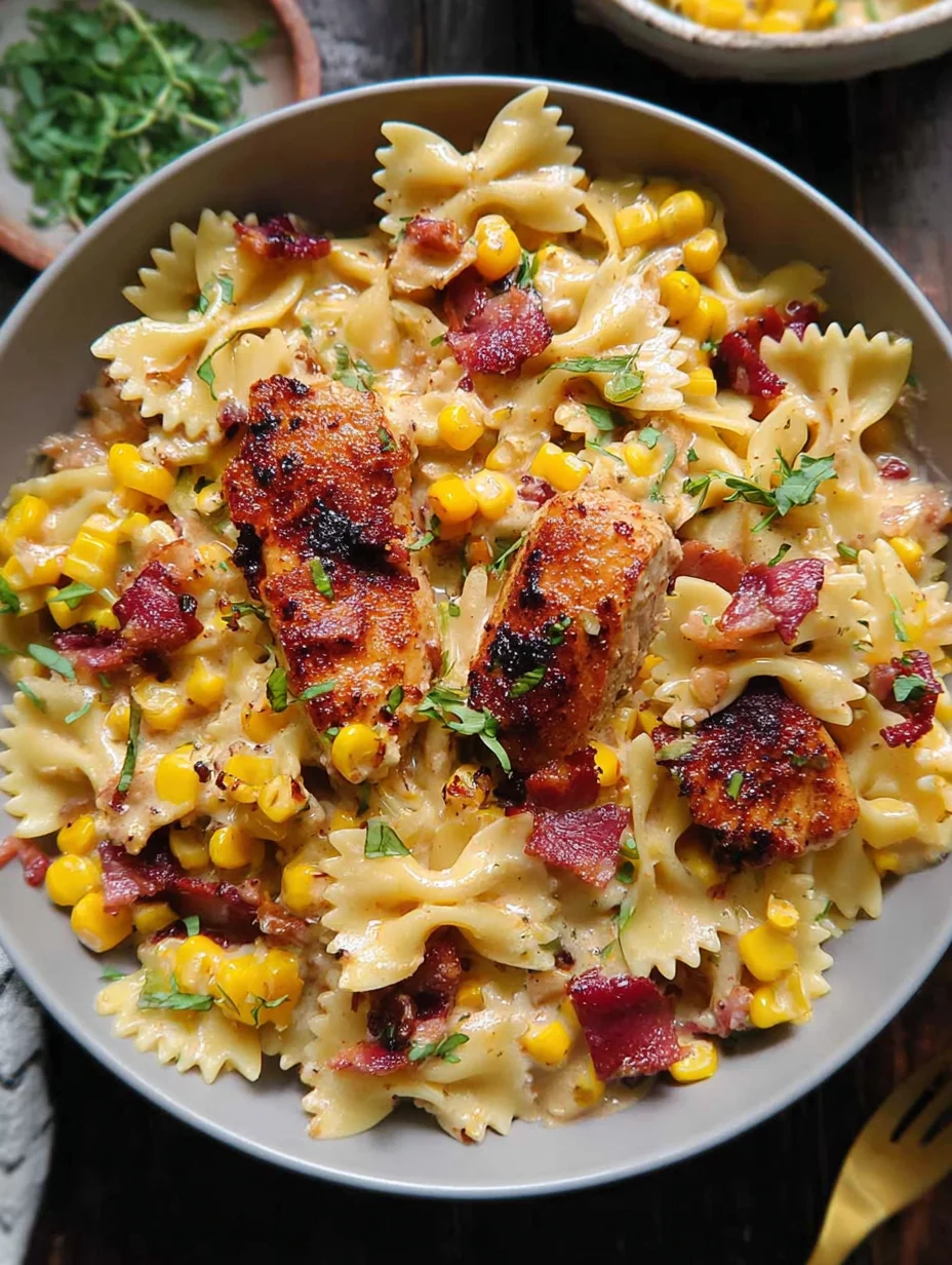 Creamy Chicken and Corn Pasta with Bacon