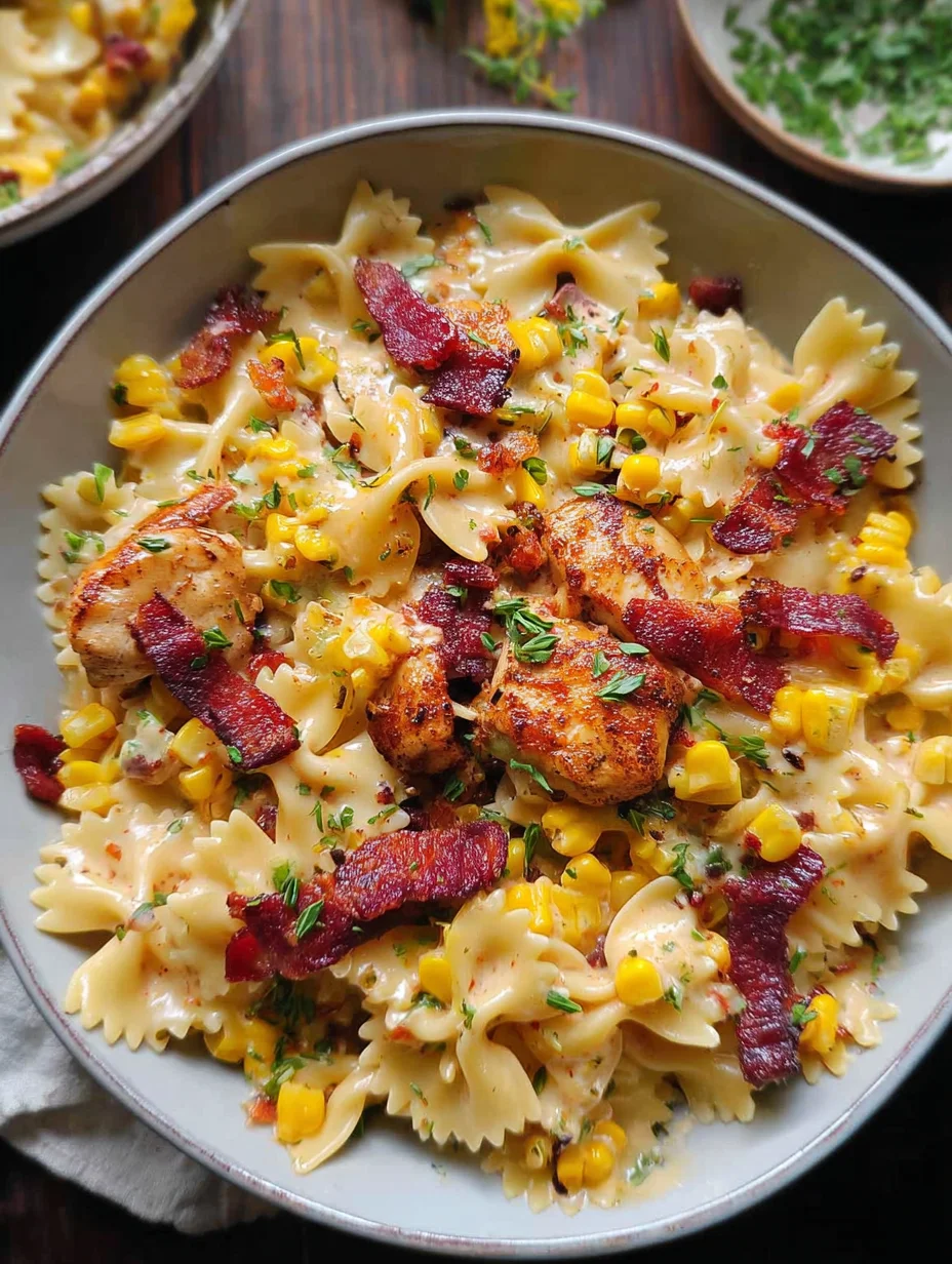 Creamy Chicken and Corn Pasta with Bacon