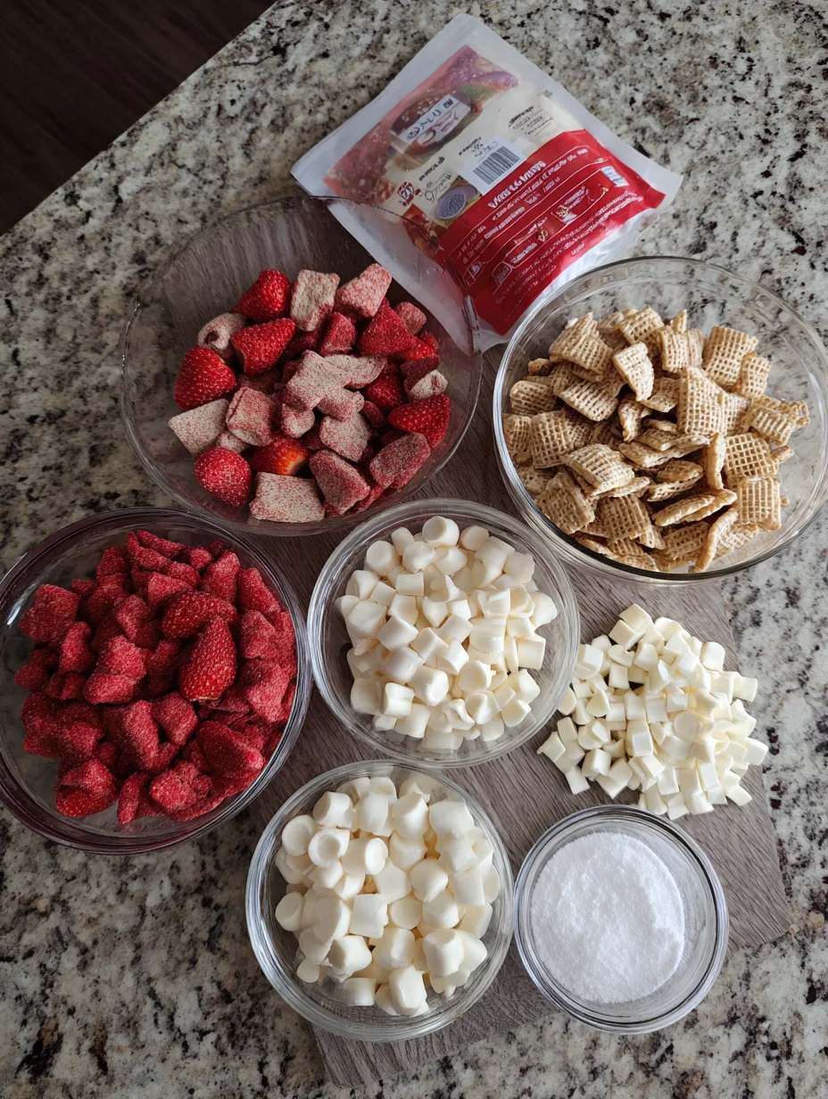 Easy Strawberry Shortcake Puppy Chow