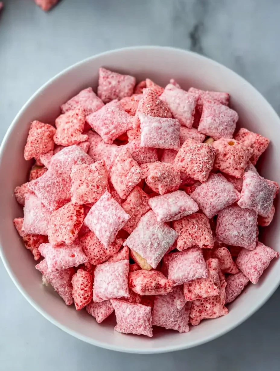 Easy Strawberry Shortcake Puppy Chow