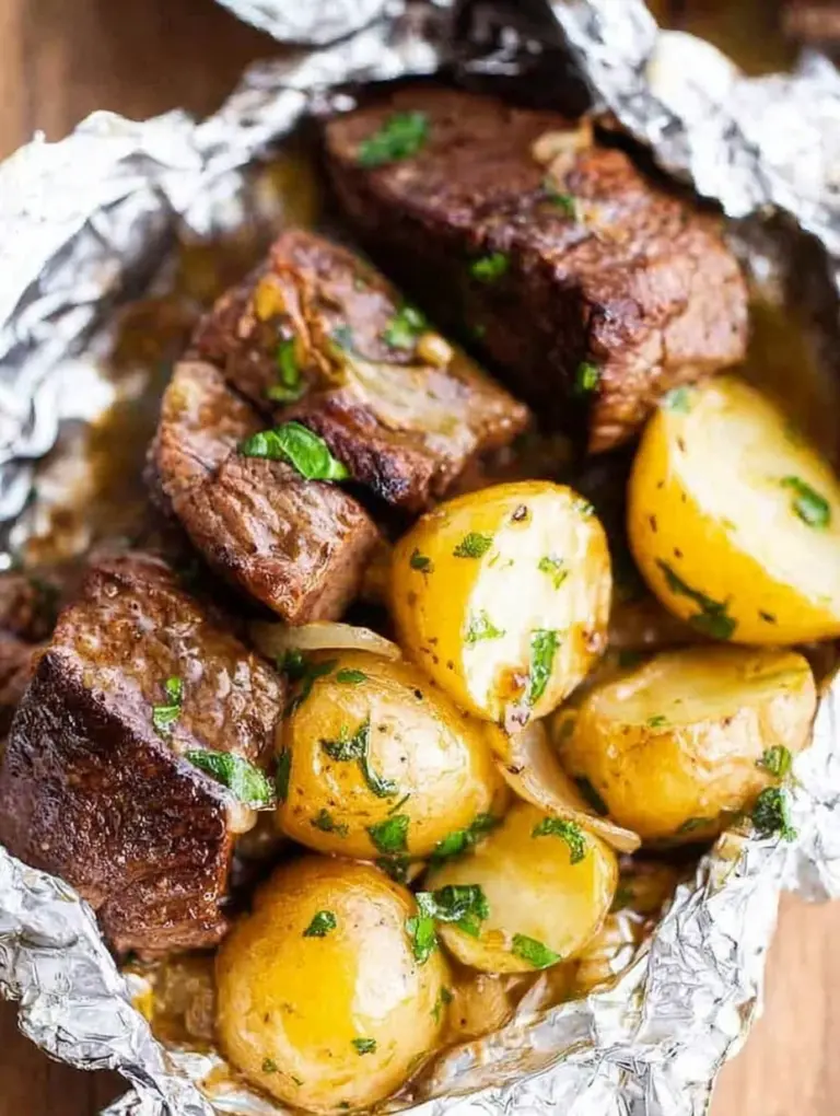 Garlic Butter Steak and Potato Foil Packets