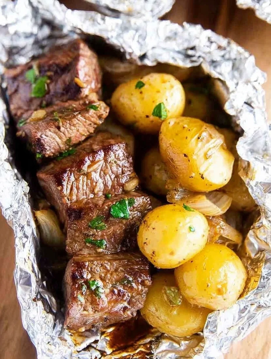 Garlic Butter Steak and Potato Foil Packets
