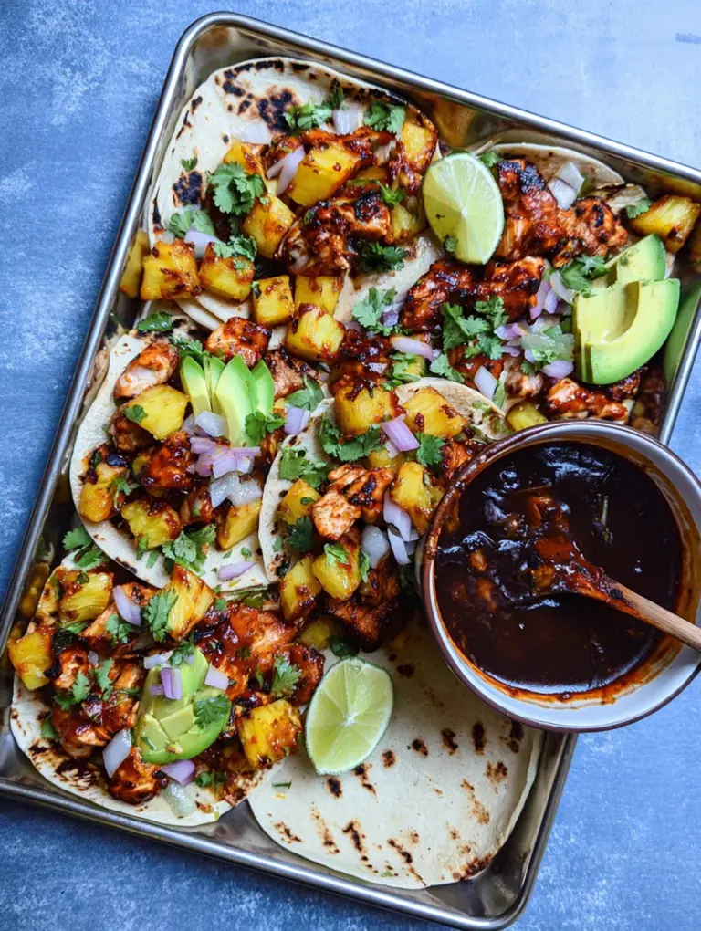 One Pan Chicken & Pineapple Tacos