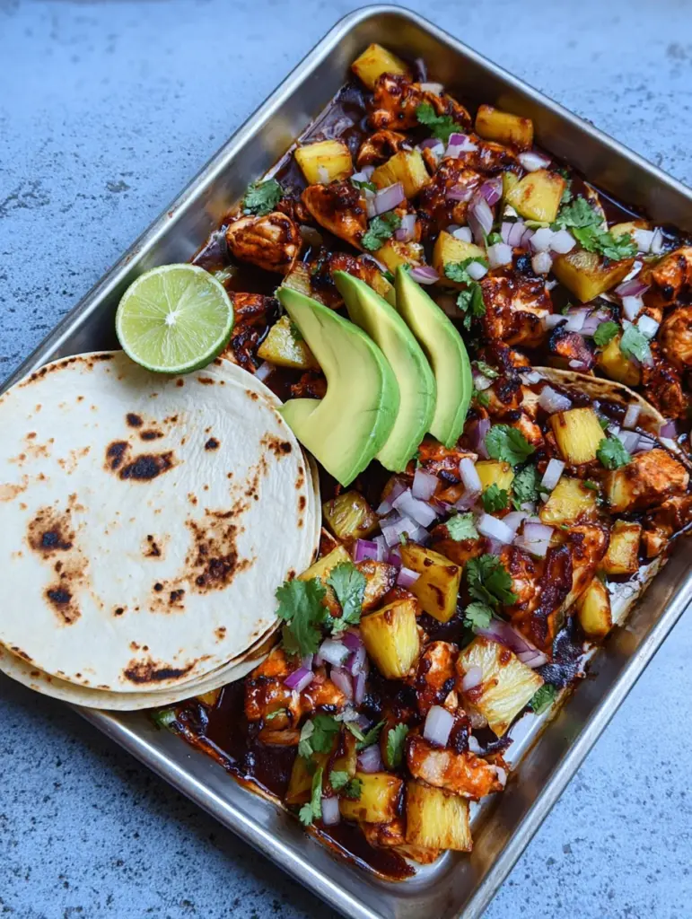 One Pan Chicken & Pineapple Tacos