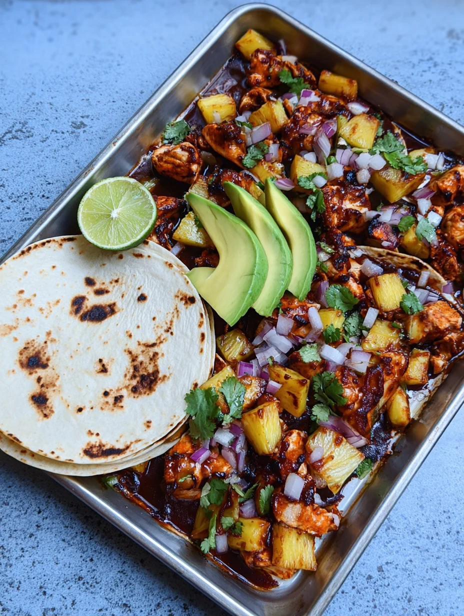 One Pan Chicken & Pineapple Tacos