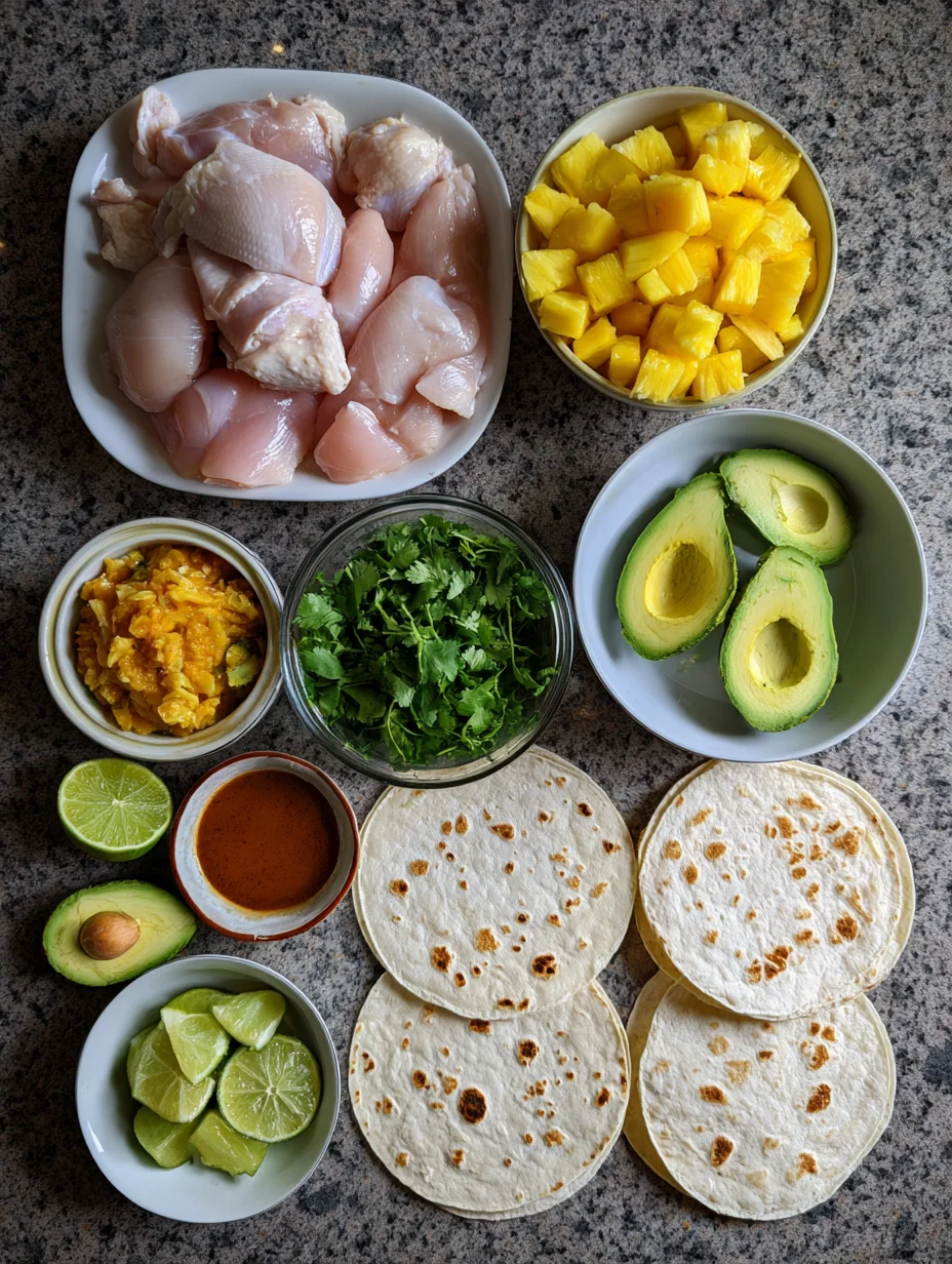 One Pan Chicken & Pineapple Tacos