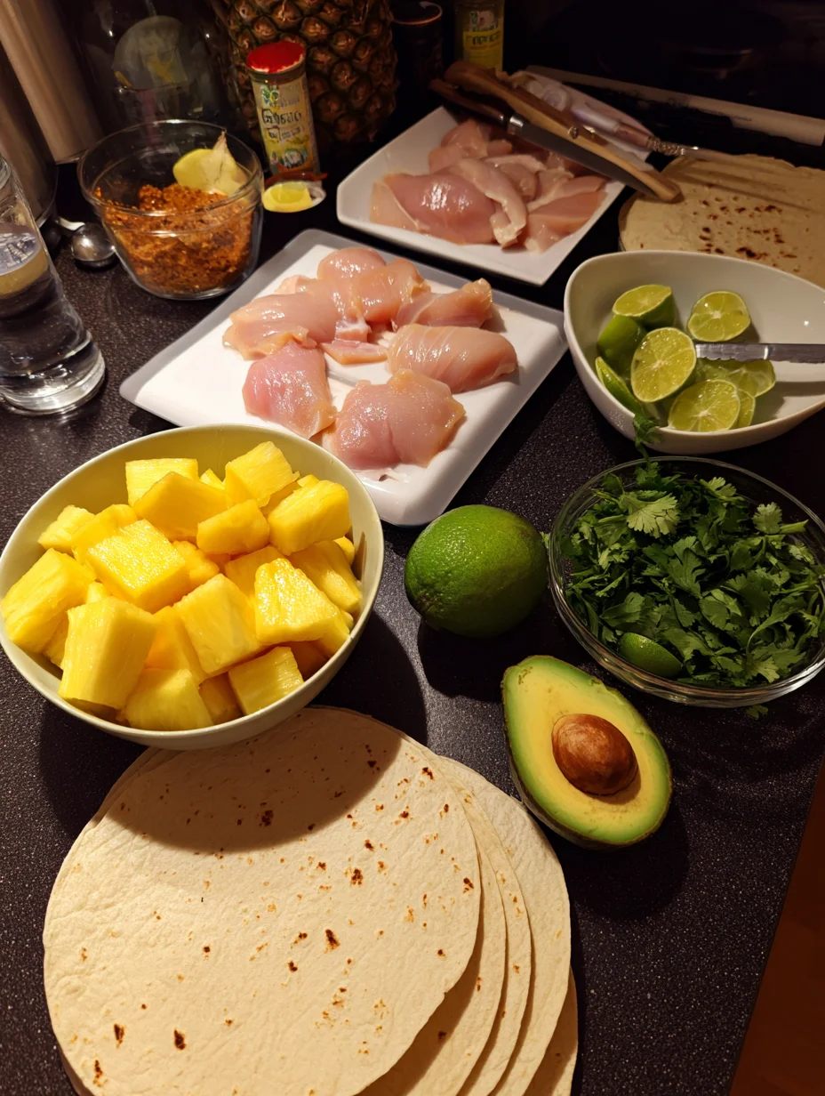 One Pan Chicken & Pineapple Tacos