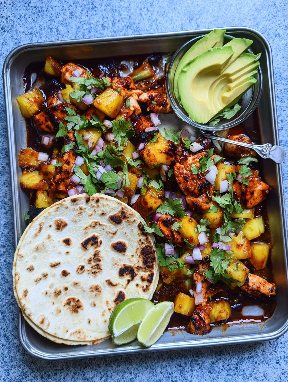 One Pan Chicken & Pineapple Tacos