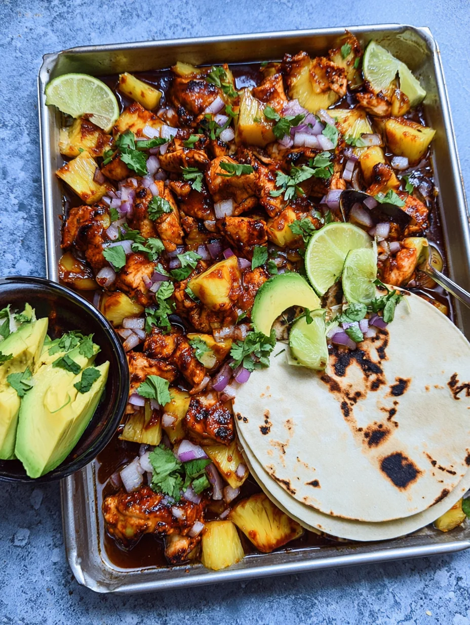 One Pan Chicken & Pineapple Tacos