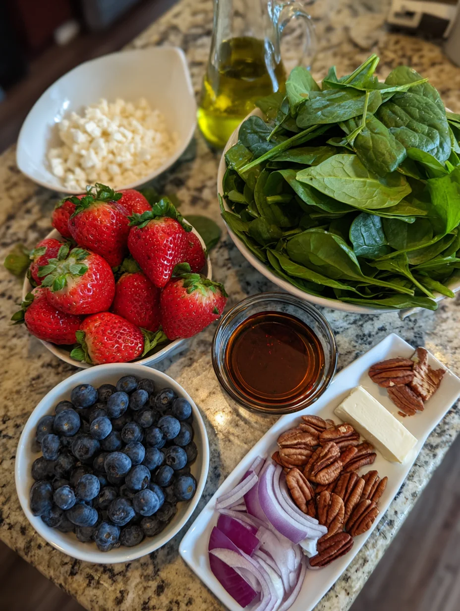 Spinach Strawberry Salad with Feta Cheese
