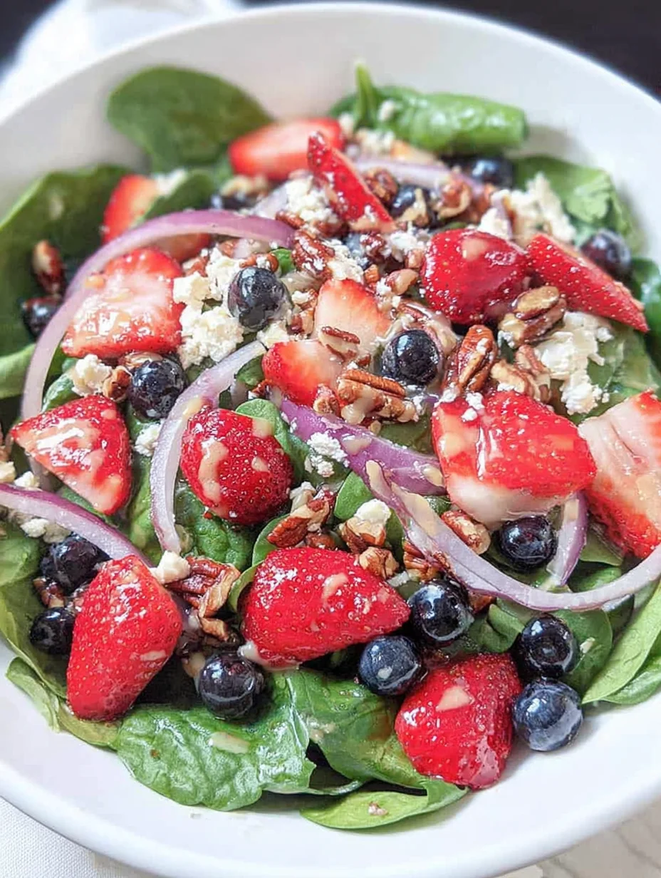 Spinach Strawberry Salad with Feta Cheese