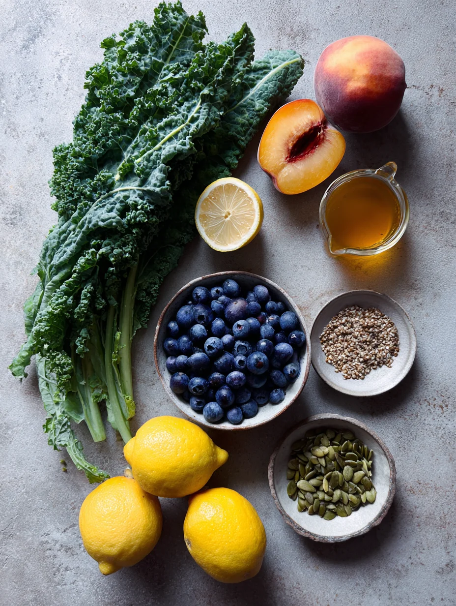Summer Peach Blueberry Kale Salad