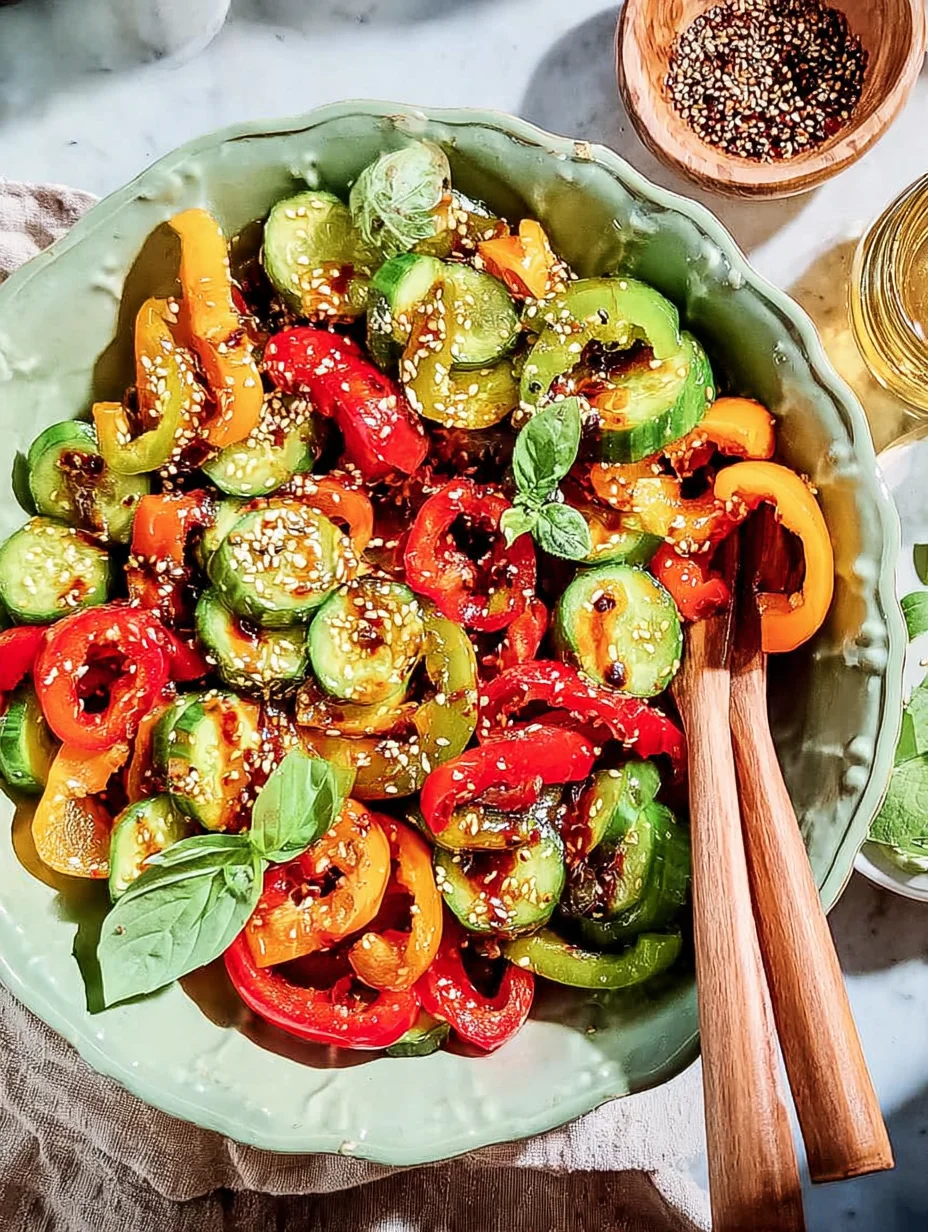 Viral TikTok Cucumber & Bell Pepper Salad