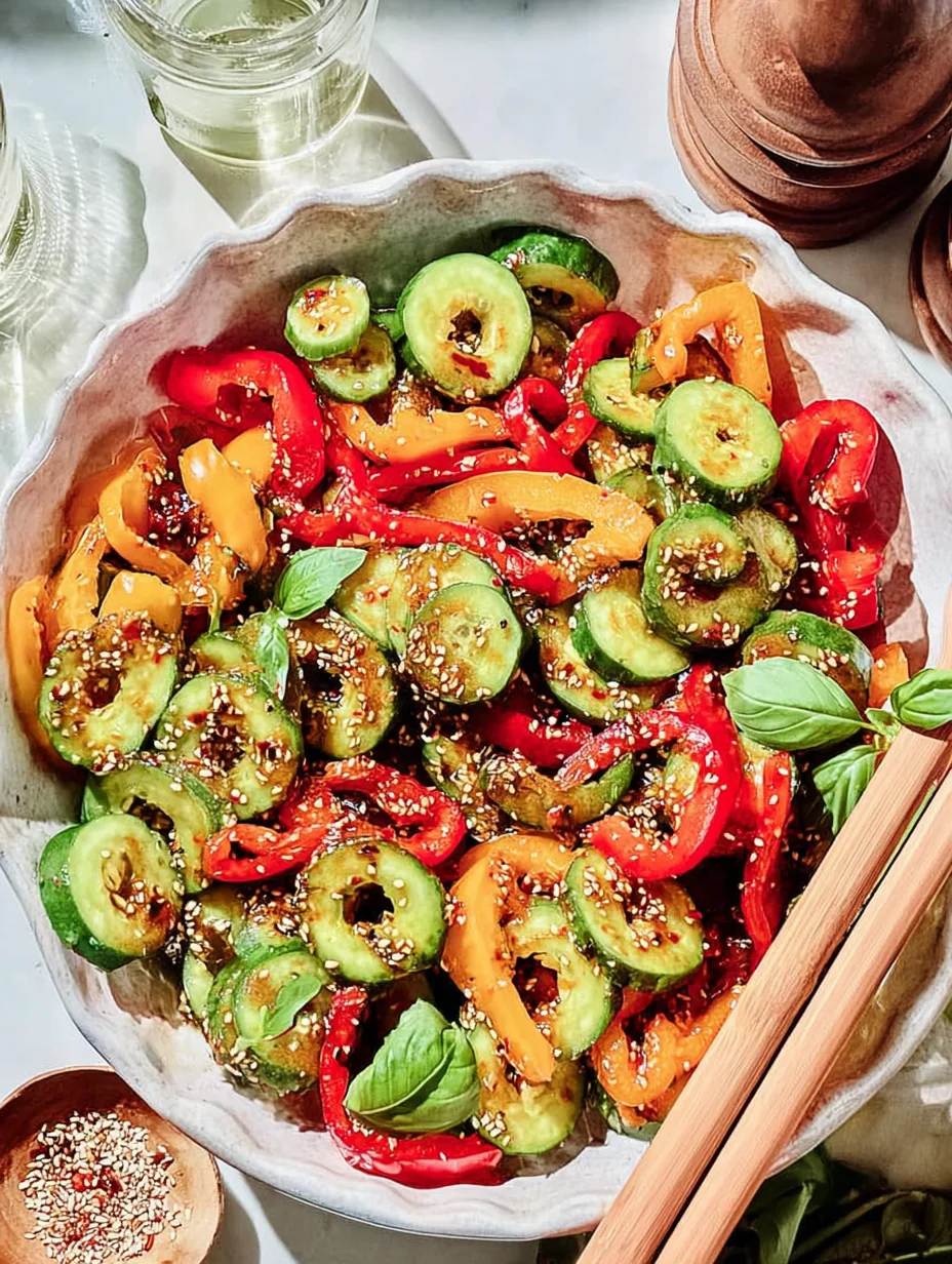 Viral TikTok Cucumber & Bell Pepper Salad